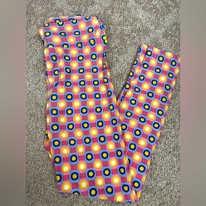 LuLaRoe OS Leggings NWOT Pink Blue Yellow Multicolor Abstract Geometric